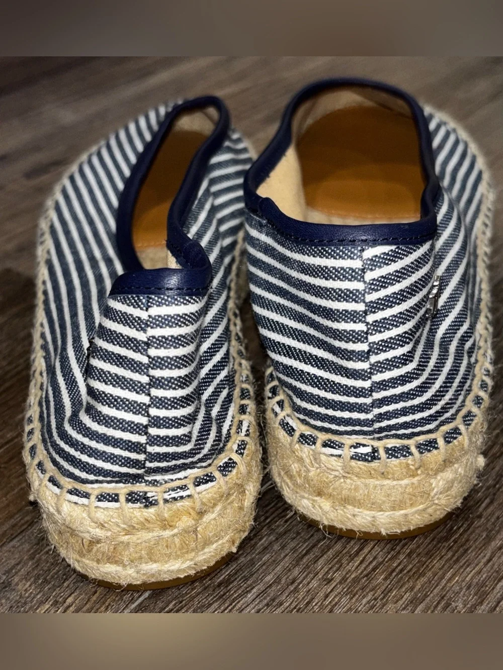 NWOT Lauren Ralph Lauren Luize Striped Canvas Ballet Espadrille Flats 8.5 Navy